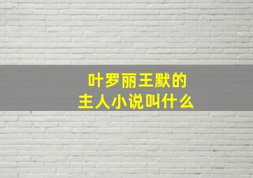 叶罗丽王默的主人小说叫什么