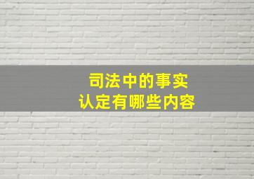 司法中的事实认定有哪些内容