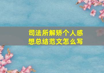 司法所解矫个人感想总结范文怎么写