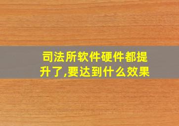 司法所软件硬件都提升了,要达到什么效果