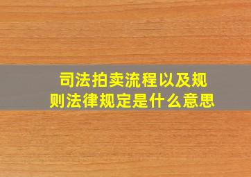 司法拍卖流程以及规则法律规定是什么意思