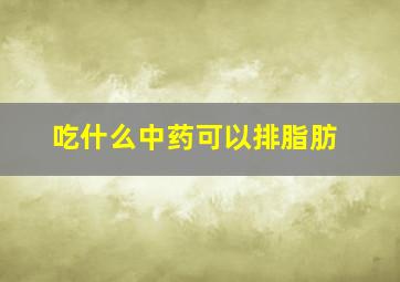 吃什么中药可以排脂肪