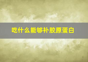 吃什么能够补胶原蛋白