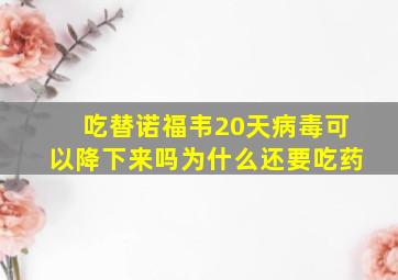 吃替诺福韦20天病毒可以降下来吗为什么还要吃药