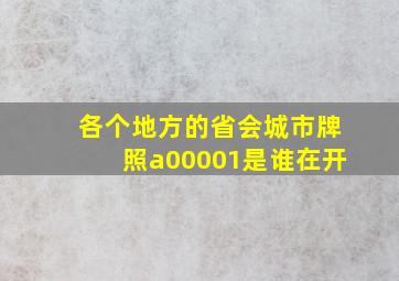 各个地方的省会城市牌照a00001是谁在开