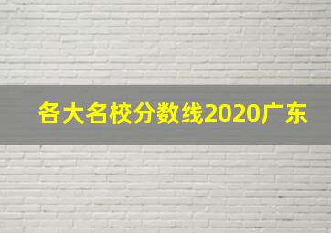 各大名校分数线2020广东