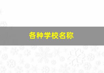 各种学校名称