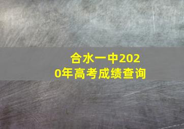 合水一中2020年高考成绩查询