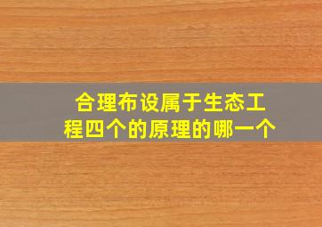 合理布设属于生态工程四个的原理的哪一个