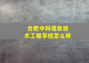 合肥中科信息技术工程学校怎么样