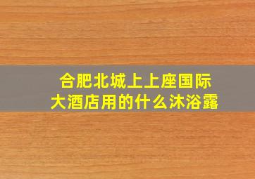 合肥北城上上座国际大酒店用的什么沐浴露