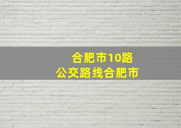 合肥市10路公交路线合肥市