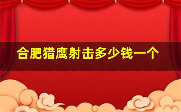 合肥猎鹰射击多少钱一个