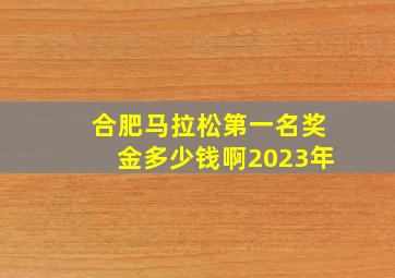 合肥马拉松第一名奖金多少钱啊2023年