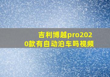 吉利博越pro2020款有自动泊车吗视频