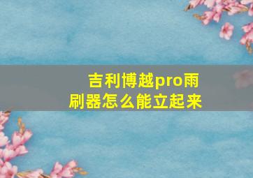 吉利博越pro雨刷器怎么能立起来