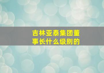 吉林亚泰集团董事长什么级别的