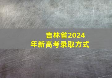 吉林省2024年新高考录取方式