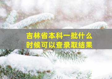 吉林省本科一批什么时候可以查录取结果