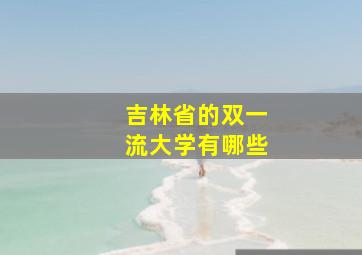 吉林省的双一流大学有哪些