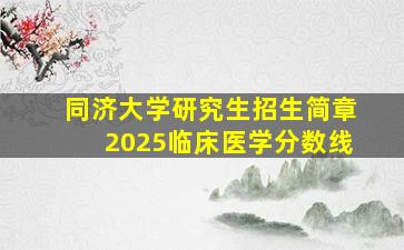 同济大学研究生招生简章2025临床医学分数线