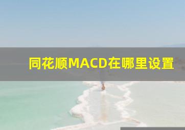 同花顺MACD在哪里设置