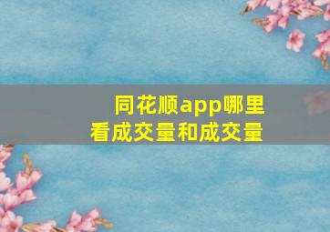 同花顺app哪里看成交量和成交量