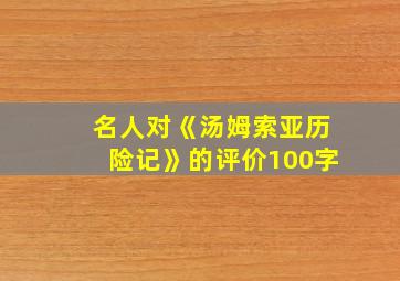 名人对《汤姆索亚历险记》的评价100字