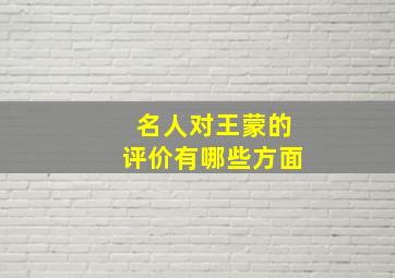 名人对王蒙的评价有哪些方面