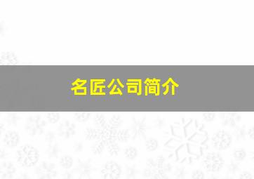 名匠公司简介