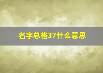 名字总格37什么意思