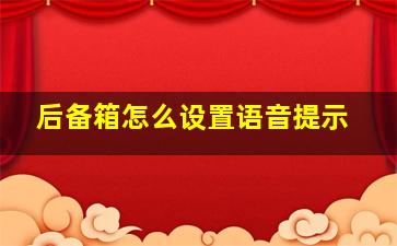 后备箱怎么设置语音提示