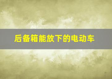 后备箱能放下的电动车