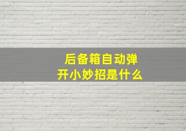 后备箱自动弹开小妙招是什么