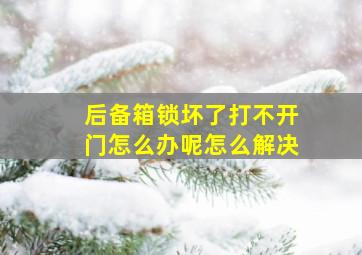 后备箱锁坏了打不开门怎么办呢怎么解决