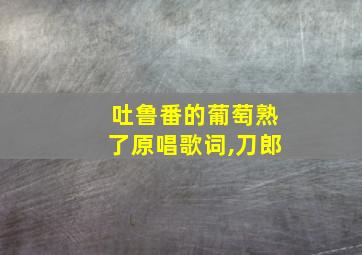 吐鲁番的葡萄熟了原唱歌词,刀郎