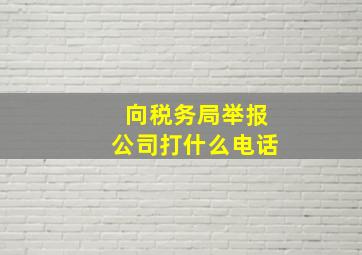 向税务局举报公司打什么电话