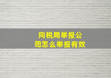 向税局举报公司怎么举报有效