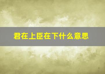 君在上臣在下什么意思