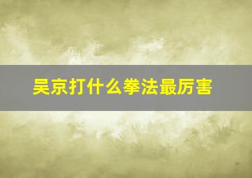 吴京打什么拳法最厉害