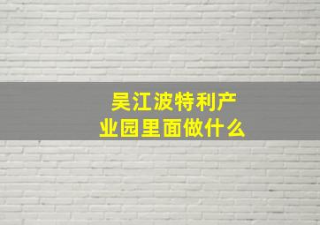 吴江波特利产业园里面做什么