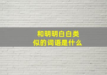 和明明白白类似的词语是什么