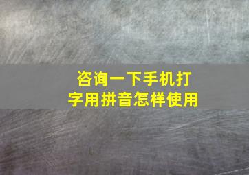 咨询一下手机打字用拼音怎样使用