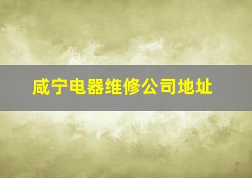 咸宁电器维修公司地址