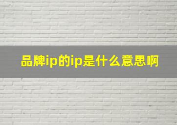 品牌ip的ip是什么意思啊