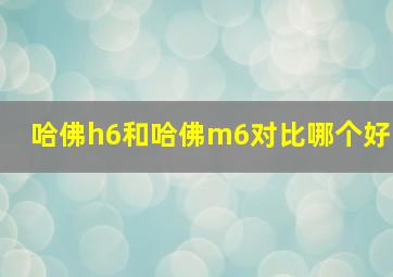 哈佛h6和哈佛m6对比哪个好