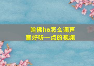 哈佛h6怎么调声音好听一点的视频