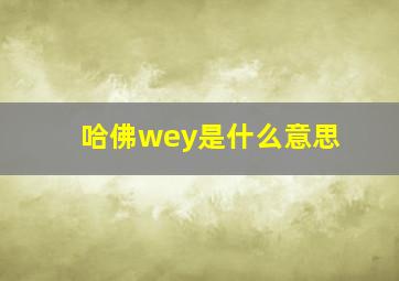 哈佛wey是什么意思