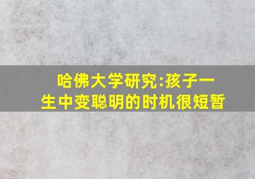 哈佛大学研究:孩子一生中变聪明的时机很短暂