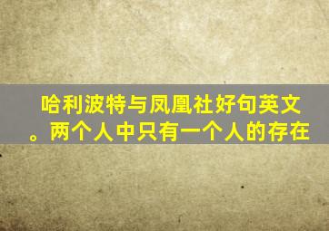 哈利波特与凤凰社好句英文。两个人中只有一个人的存在